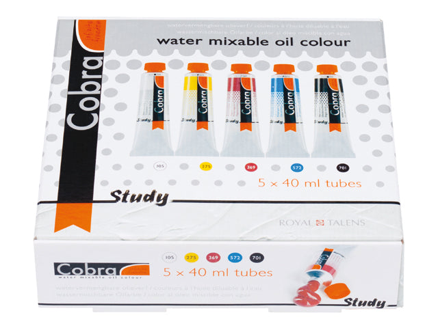 Farby olejne wodorozcieńczalne Cobra Study / 5 x 40ml | Artmie