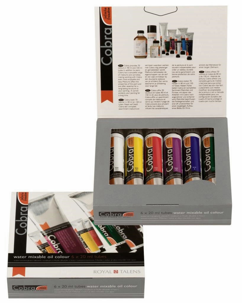 Farby olejne wodorozcieńczalne Cobra zestaw / 6x20ml | Artmie