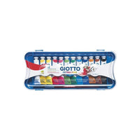 Farby plakatowe tempery GIOTTO Extra Fine w tubkach z pędzlem – 12 x