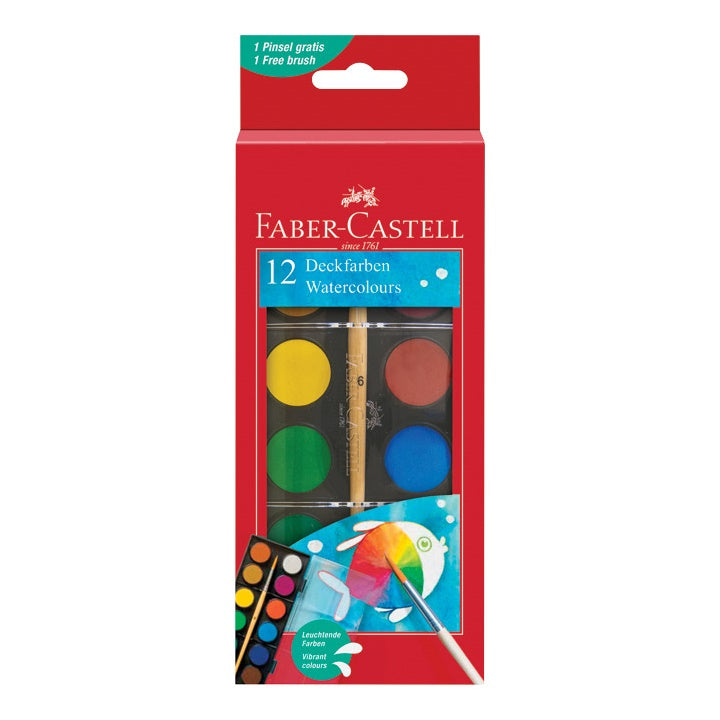 Farby wodne FABER-CASTELL 12 kolorów - 30 mm | Artmie
