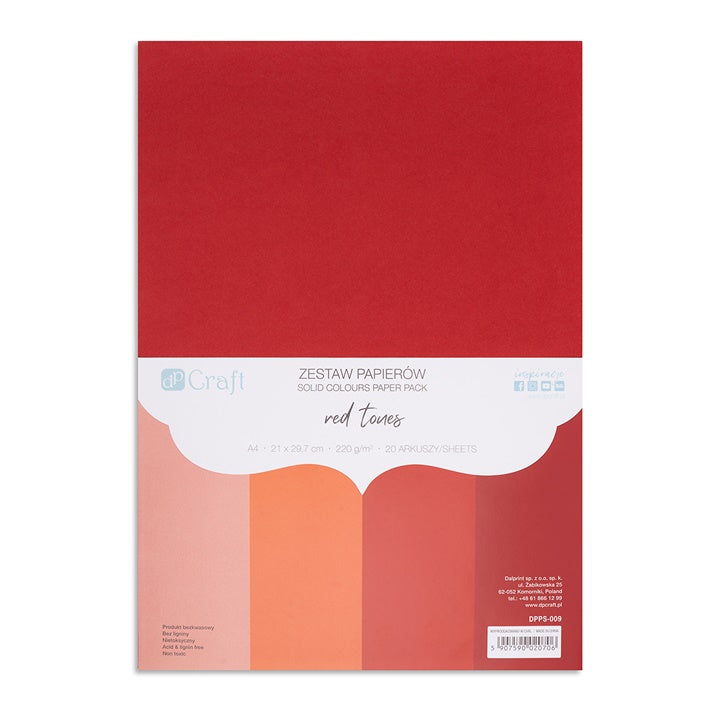 Kolorowe papiery DP Craft - zestaw 20 szt. – czerwone tones