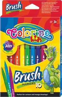 Flamastry Colorino Brush z długą końcówką pędzelkową – 10 kolorów