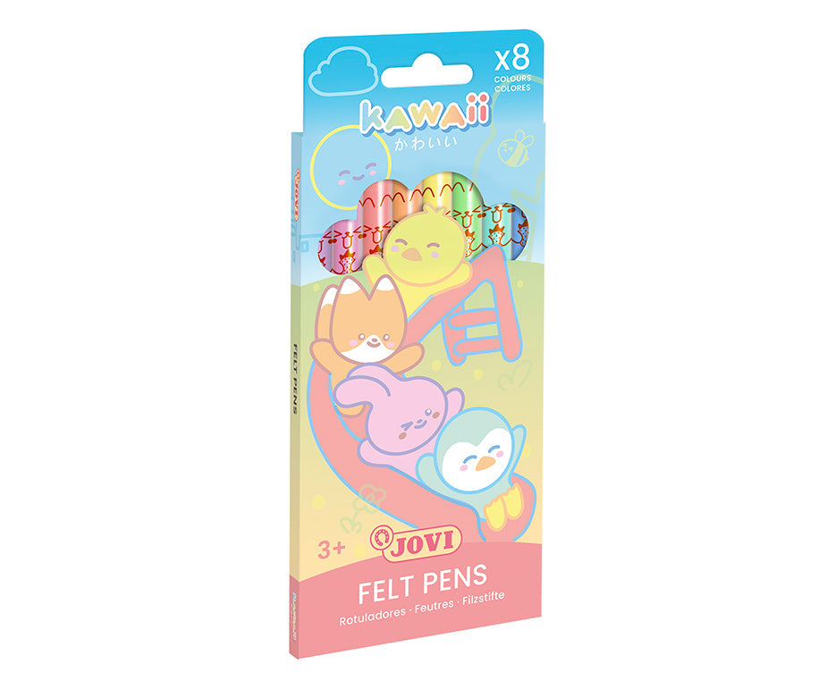 Flamastry dla dzieci JOVI Kawaii / zestaw 8 szt. - 3 mm