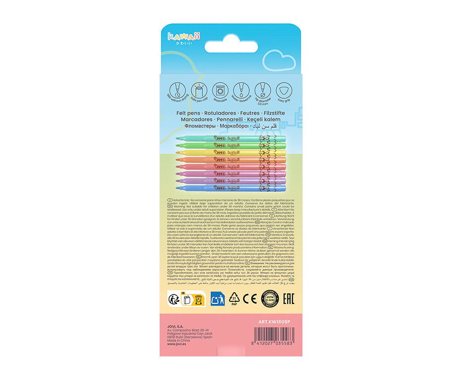 Flamastry dla dzieci JOVI Kawaii / zestaw 8 szt. - 3 mm