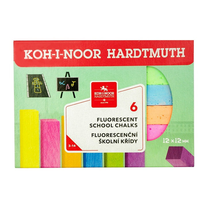Fluorescencyjna kreda szkolna KOH-I-NOOR, zestaw 6 kolorów | Artmie