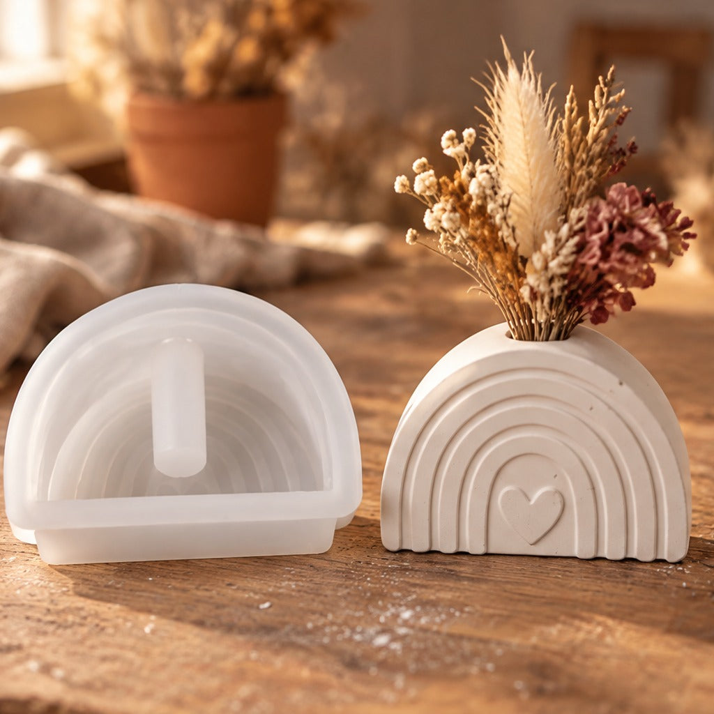 Forma silikonowa do odlewów mini wazoników na suszone kwiaty – tęcza – 6,4 × 4,9 cm