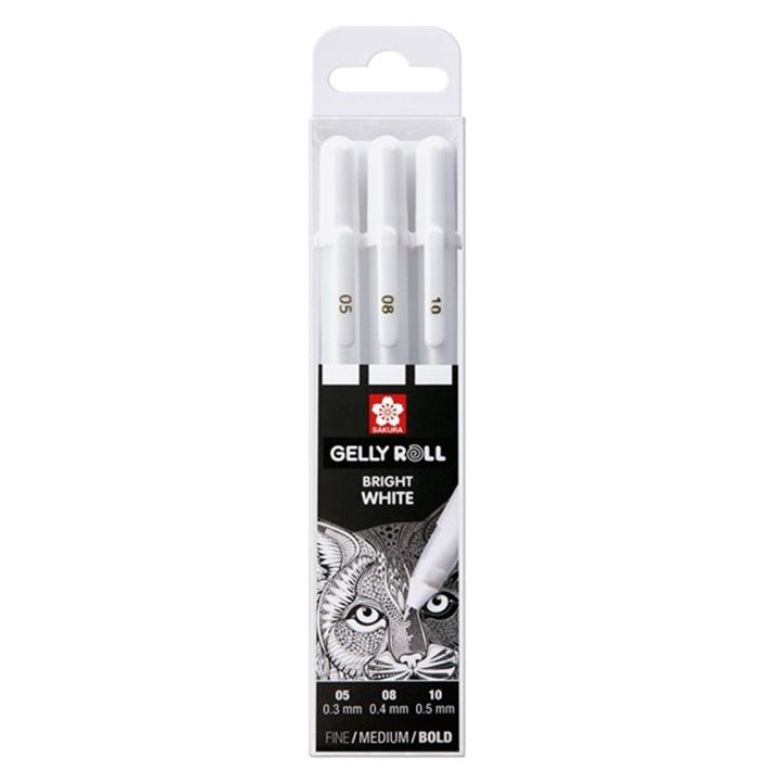 Długopisy żelowe Sakura Gelly Roll bright white - 3 szt. – 05. 08. 10 mix