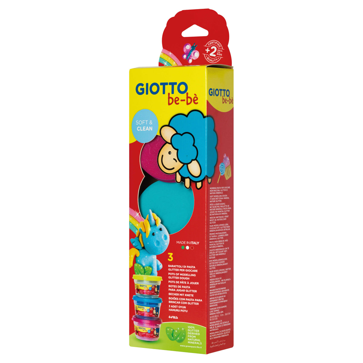 GIOTTO BE-BE miękka ciastolina z brokatem 3 x 100 g