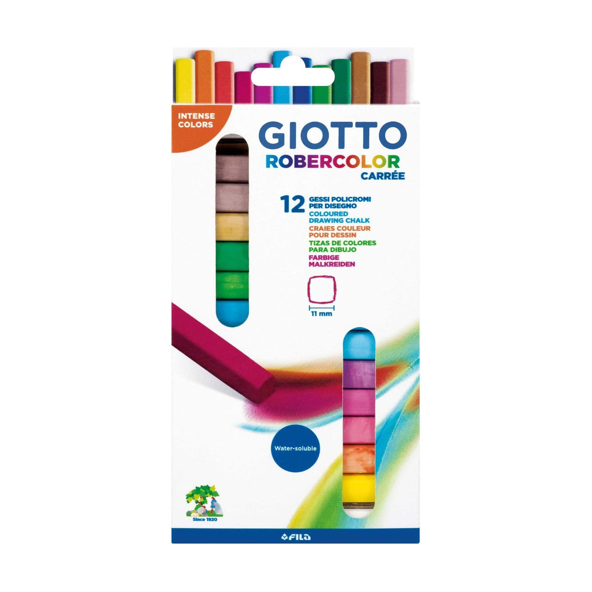 GIOTTO Robercolor Carré kreda bezpyłowa kwadratowa kolorowa 12 szt.