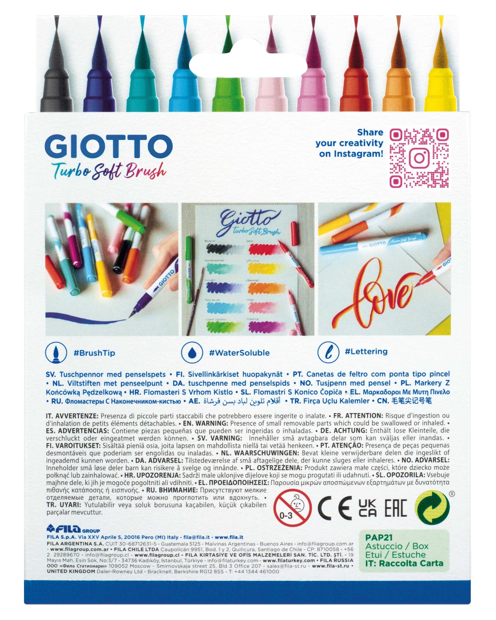 Pisaki pędzelkowe GIOTTO Turbo Soft Brush - 10 szt.