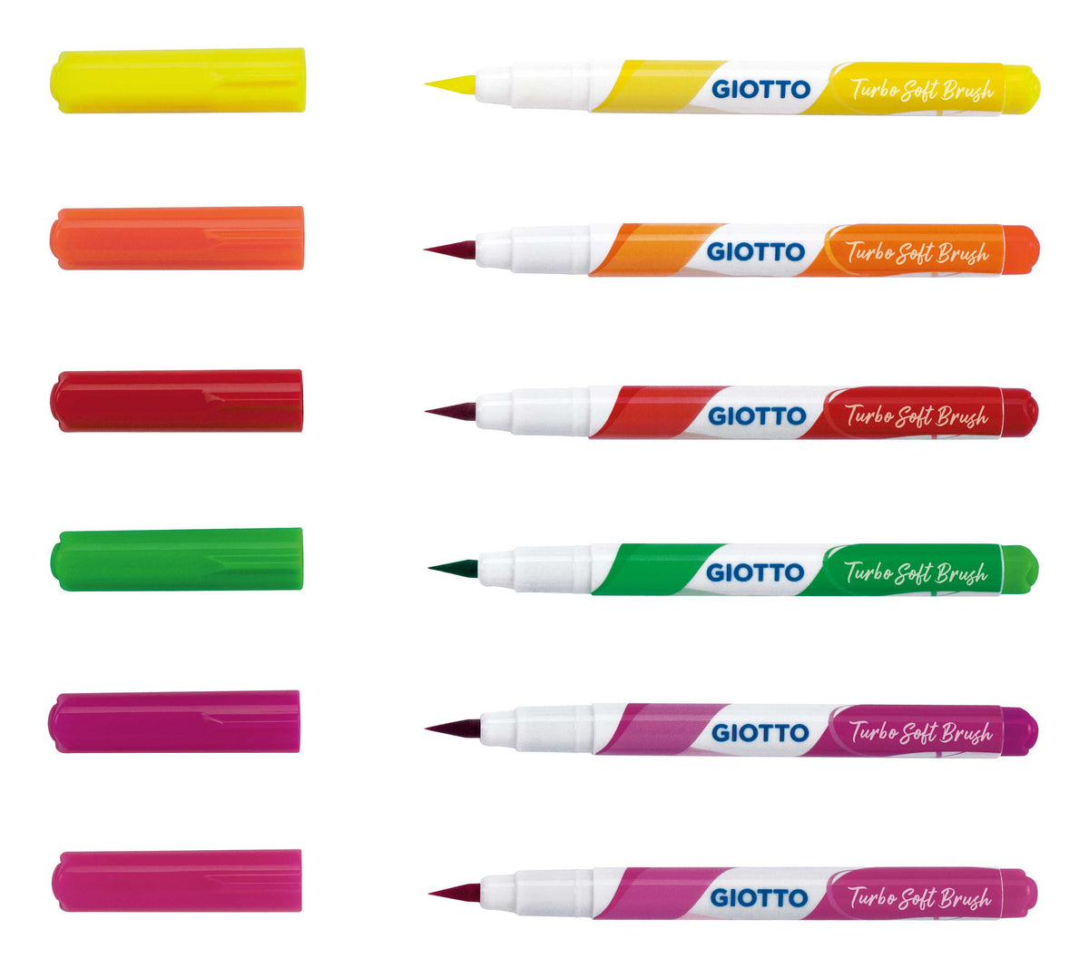 Pisaki pędzelkowe GIOTTO Turbo Soft Brush Fluo 6 szt.