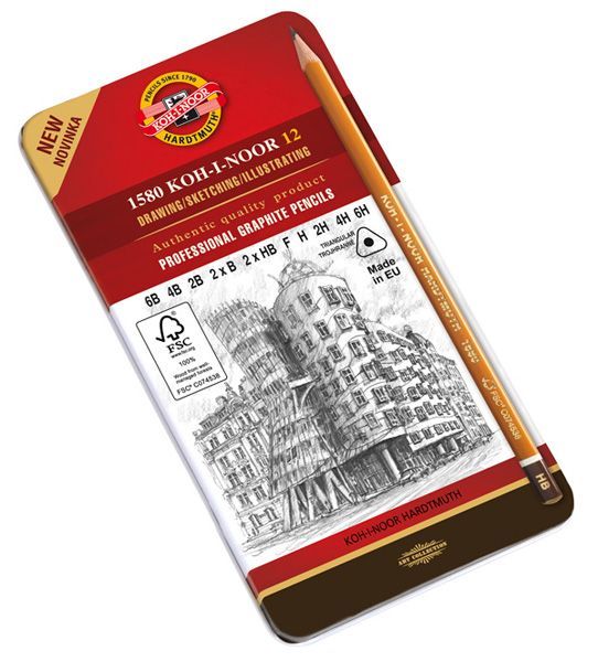 Grafitowe ołówki KOH-I-NOOR Triograph serii 1580 / 12 szt | Artmie