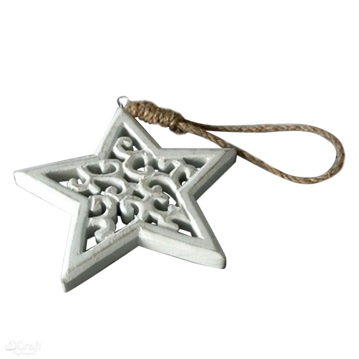 Gwiazdka zawieszka ażurowa dekor biały / 11,5 cm | Artmie
