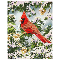 Haft diamentowy błyszczący obraz - Good Fortune Cardinal 35,5 x 45,5 cm | artmie.pl
