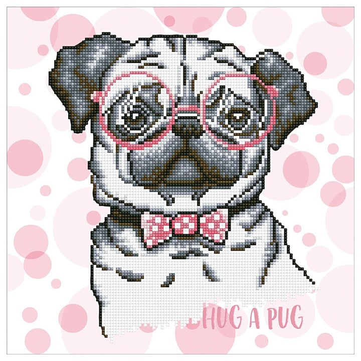 Haft diamentowy błyszczący obraz - Pug 35 x 35 cm | artmie.pl