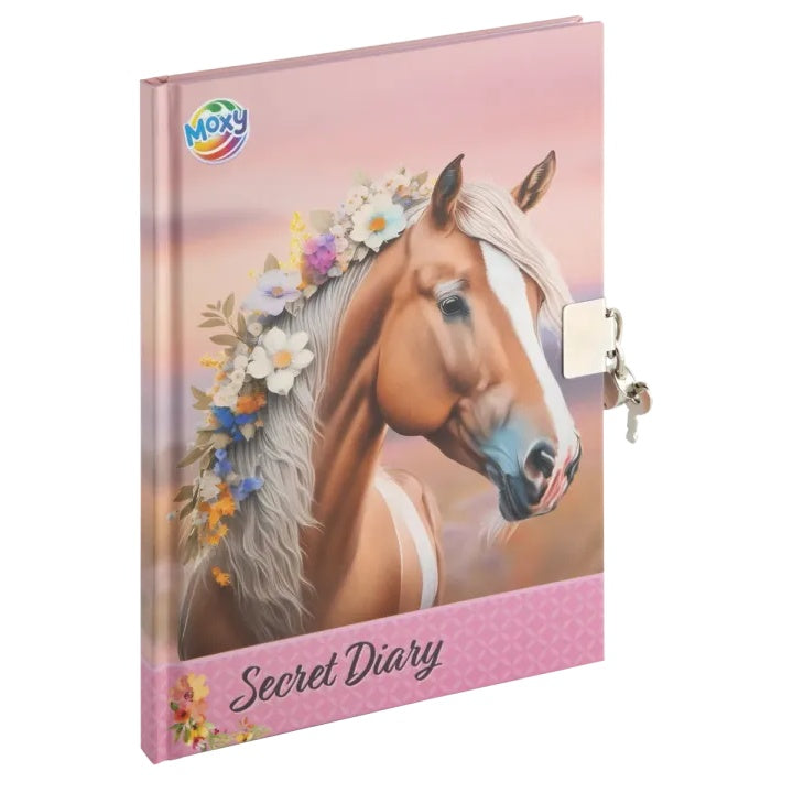 Horse Secret Diary z zamkiem i kluczem A5 60 arkuszy by MOXY | artmie.pl