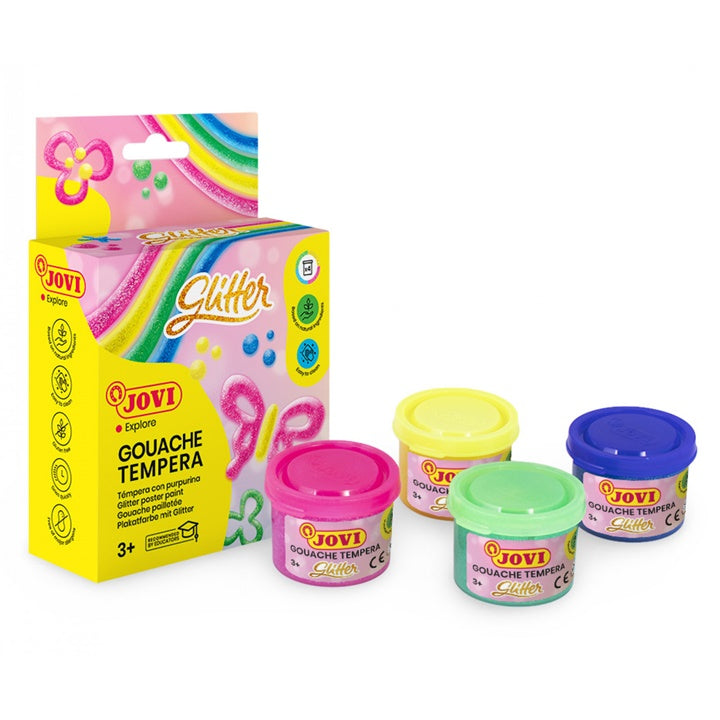 JOVI Farby temperowe brokatowe 4x35 ml | Artmie