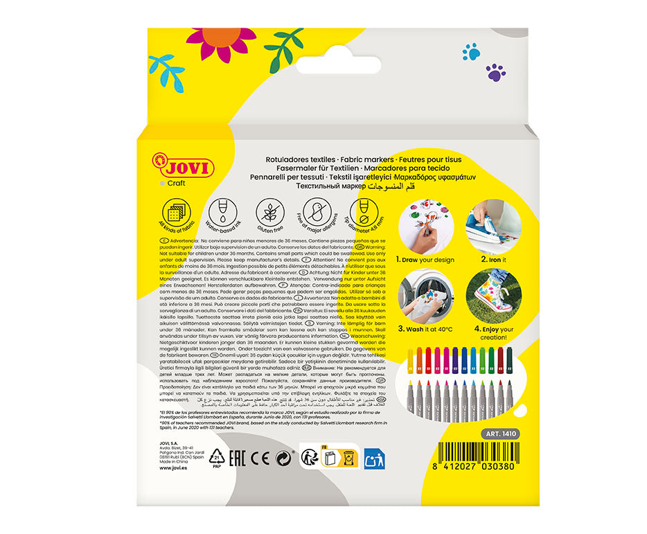 JOVI Jovidecor Textil markery do tkanin z końcówką pędzelkową 12 szt.