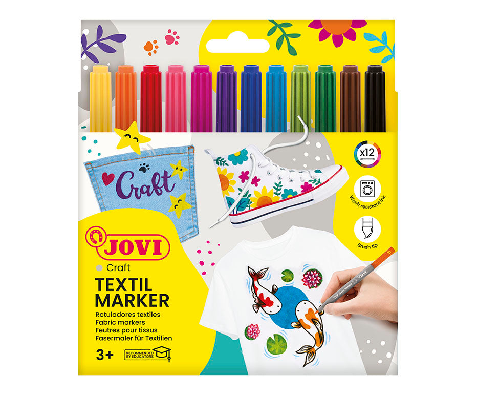 JOVI Jovidecor Textil markery do tkanin z końcówką pędzelkową 12 szt.