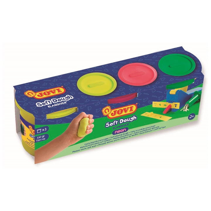 JOVI Plastelina w kubeczkach BLANDIVER neonowe odcienie 3 x 110 g | Artmie