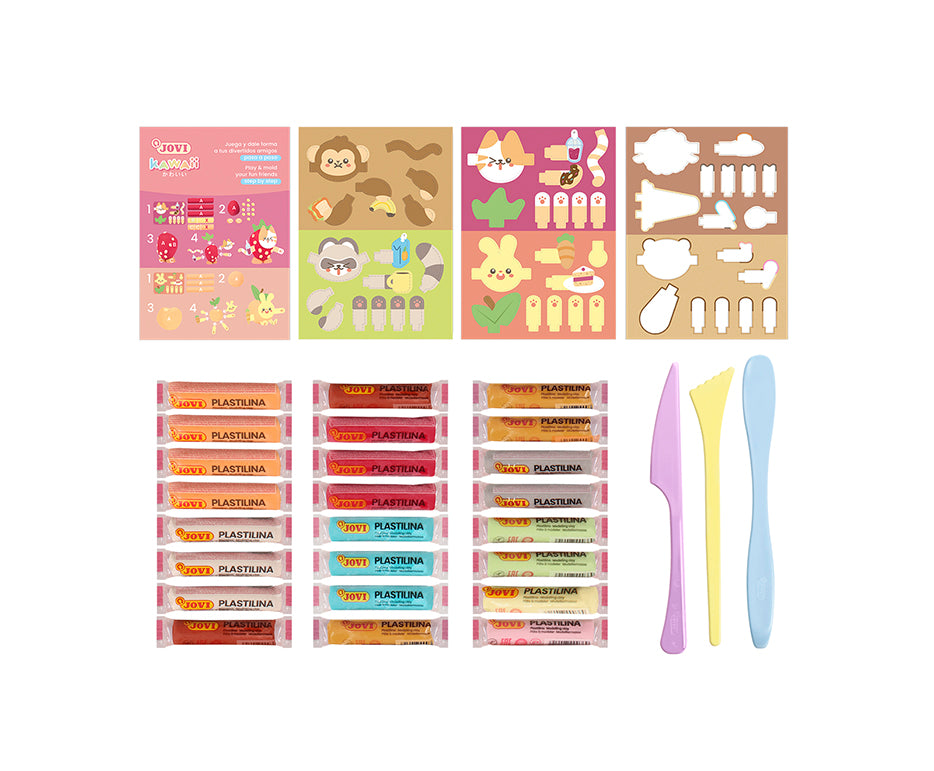 JOVI Play&Fun Kawaii naturalna plastelina w kuferku – zestaw z akcesoriami