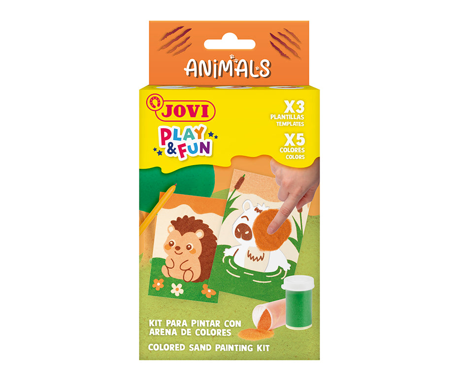 JOVI Play&Fun mini zestaw kreatywny do malowania piaskiem – 9 elementów