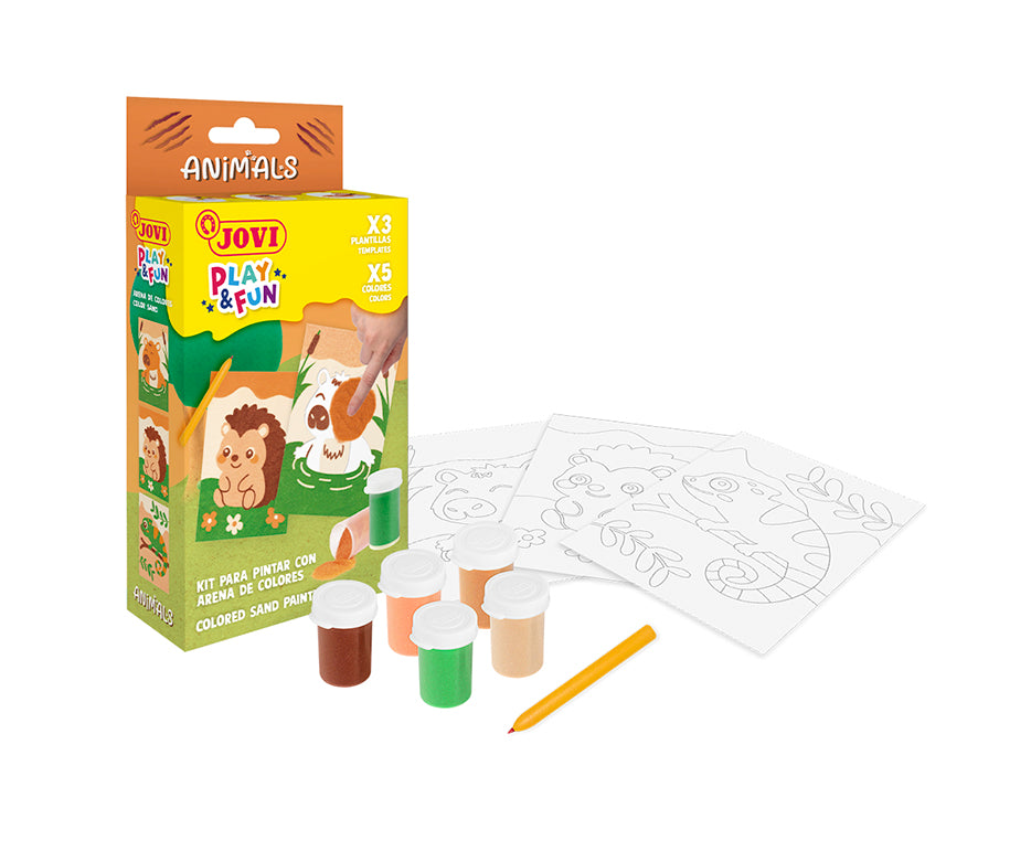 JOVI Play&Fun mini zestaw kreatywny do malowania piaskiem – 9 elementów