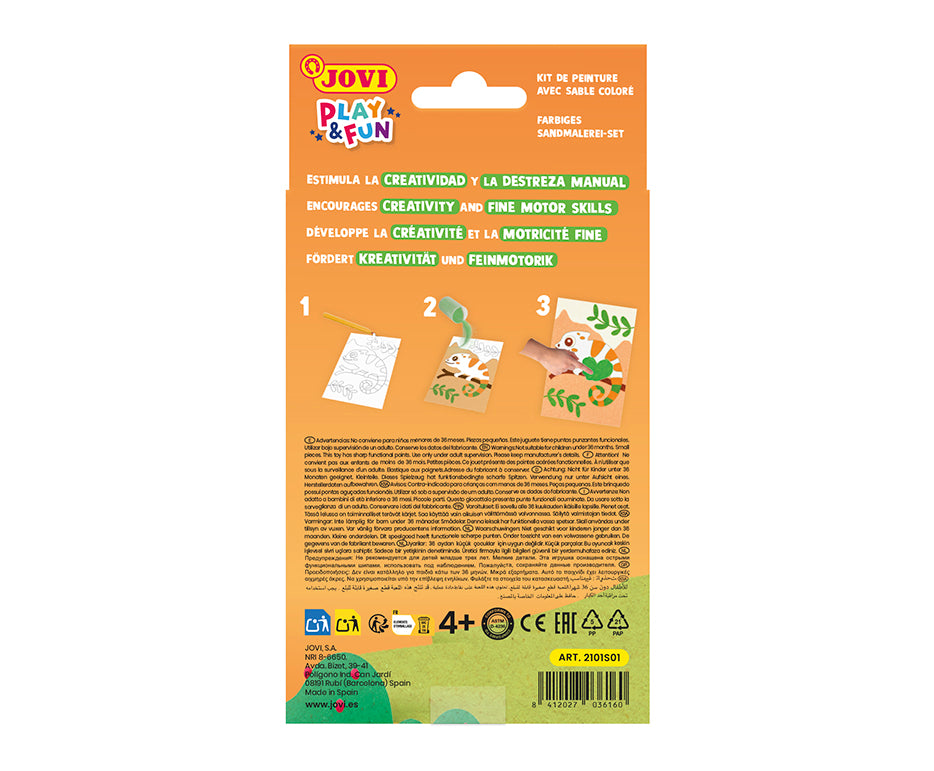 JOVI Play&Fun mini zestaw kreatywny do malowania piaskiem – 9 elementów