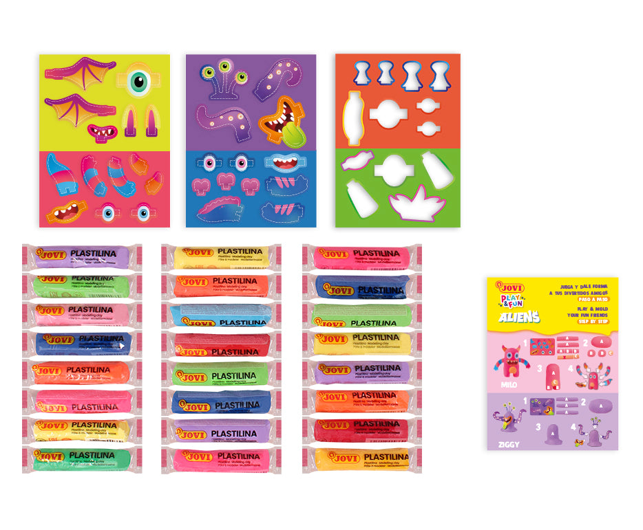 JOVI Play&Fun naturalna plastelina w kuferku Aliens - 50 szt.