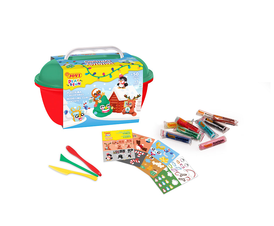 JOVI Play&Fun naturalna plastelina w walizce Christmas Adventure