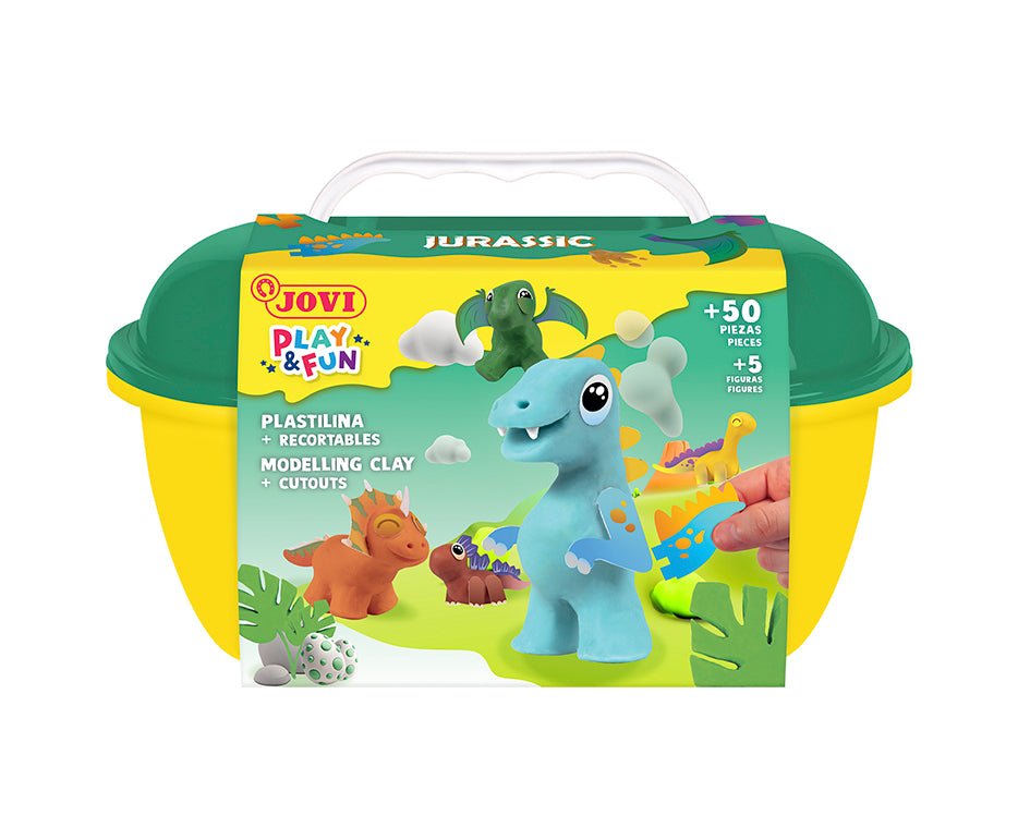 JOVI Play&Fun naturalna plastelina w walizce Jurassic – zestaw z akcesoriami