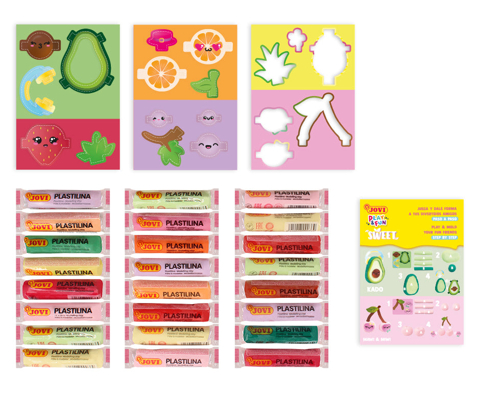 JOVI Play&Fun naturalna plastelina w walizce Sweet – 50 szt.