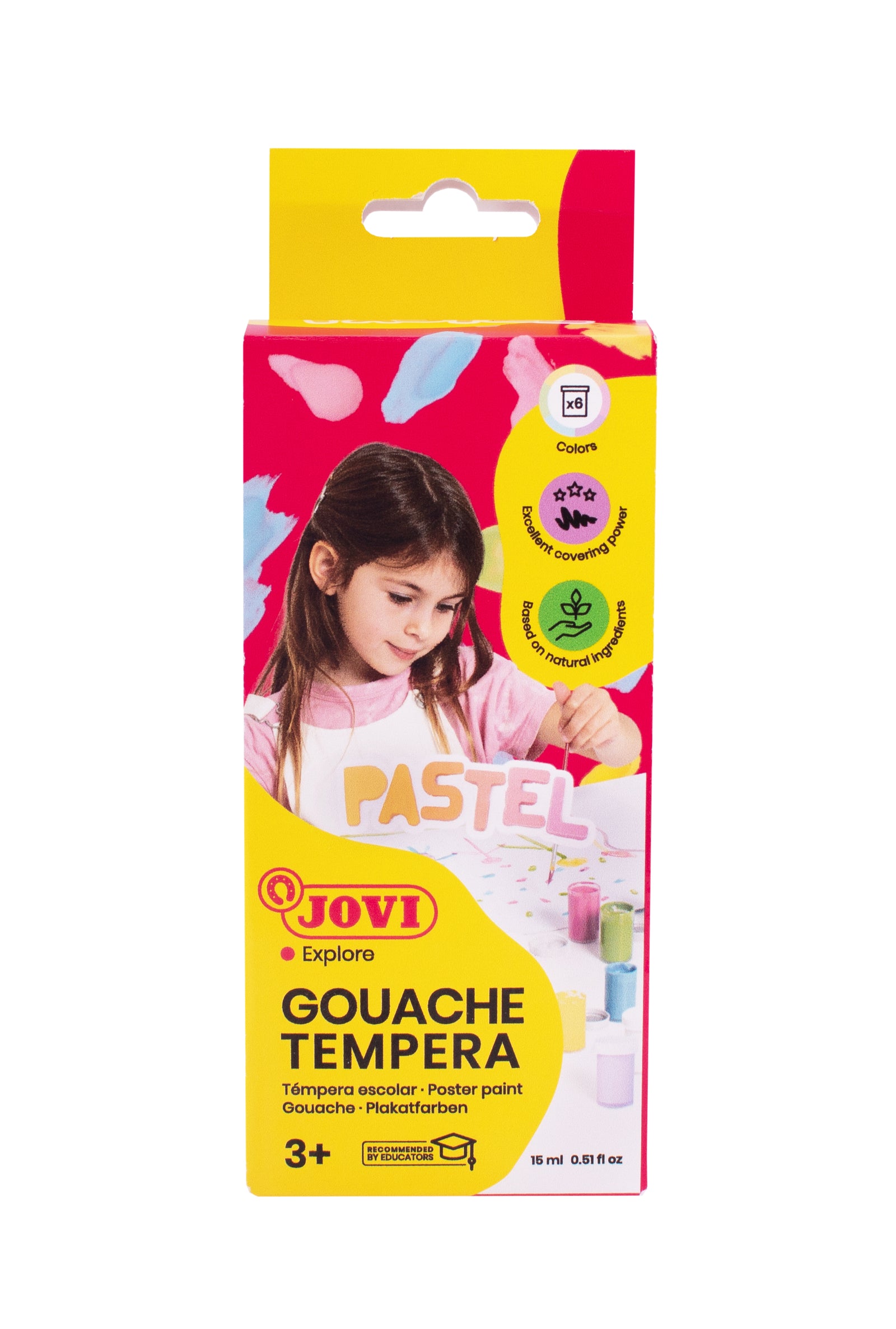 Farby plakatowe pastelowe JOVI Premium 6 x 15 ml z pędzlem