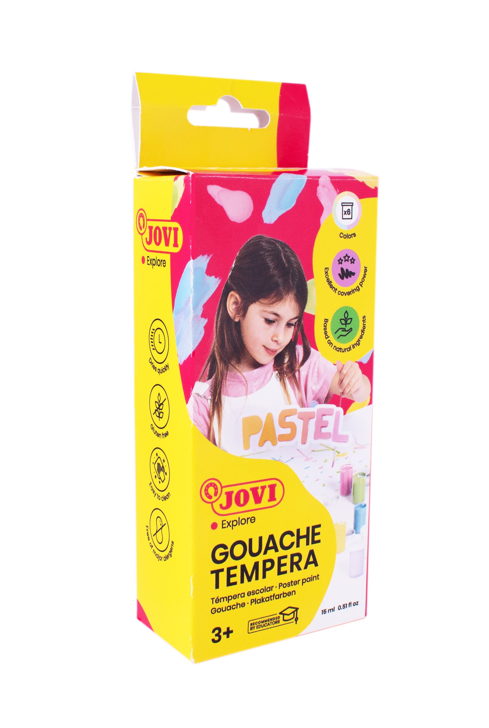 Farby plakatowe pastelowe JOVI Premium 6 x 15 ml z pędzlem