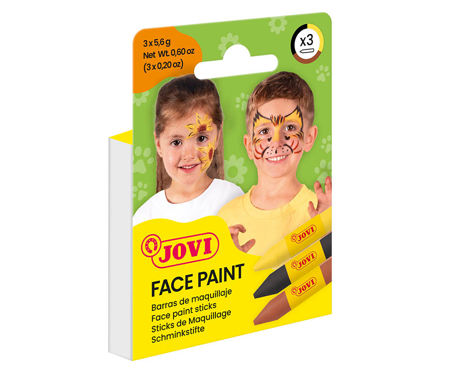 JOVI zestaw farb do twarzy w sztyfcie 3 x 5,6 g - żółta, brązowa, czarna