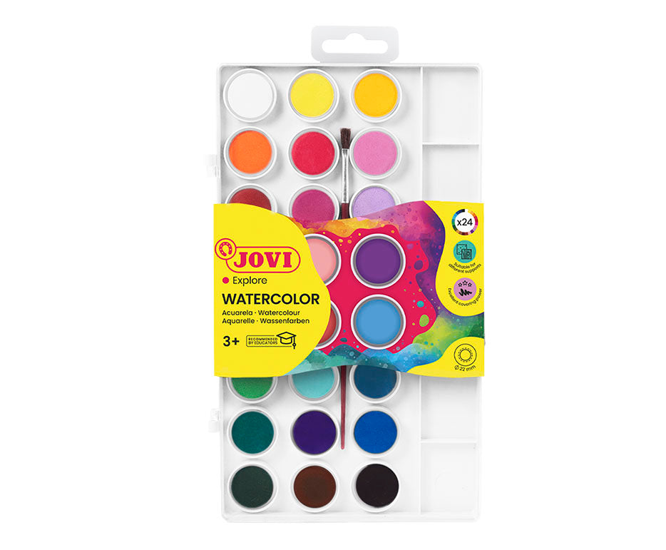 Farby akwarelowe JOVI 24 szt. z pędzelkiem (średnica 22 mm)