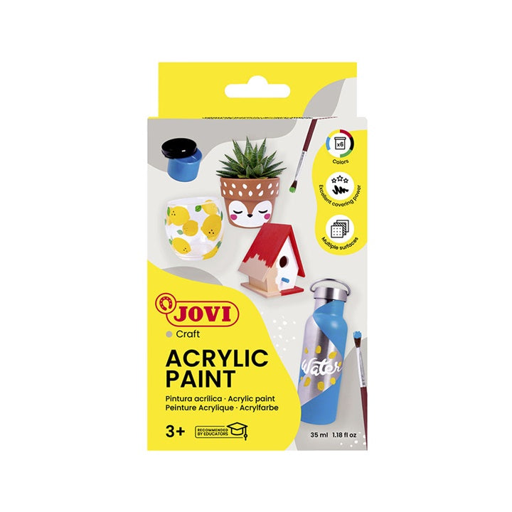 JOVI Zestaw farb akrylowych 6x35 ml + pędzel | Artmie