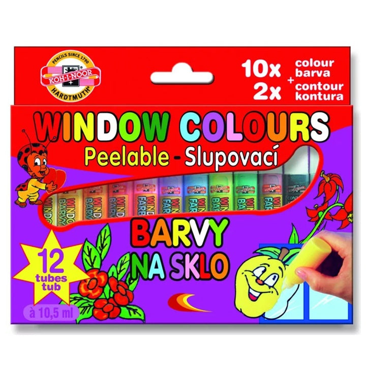 KOH-I-NOOR 12x10 ml Zestaw szklanych farb zdzieralnych | Artmie