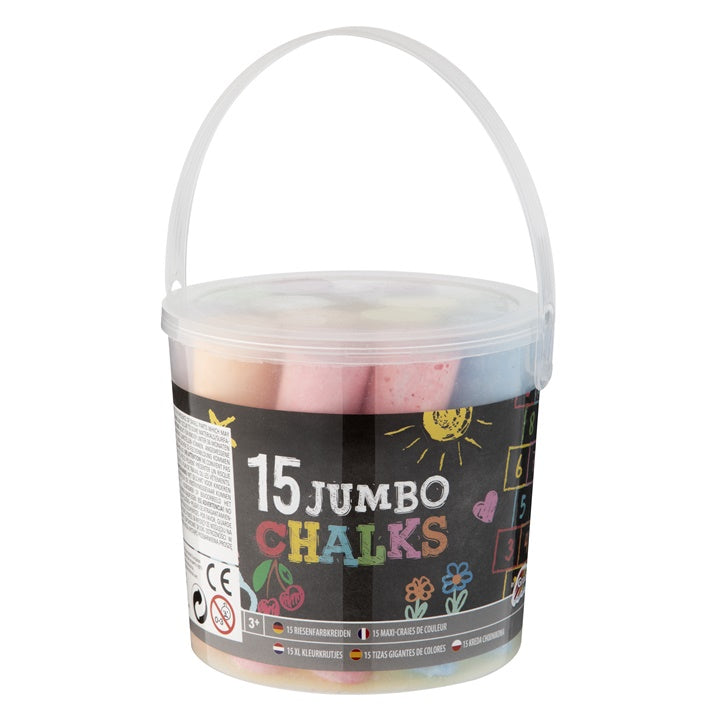 Kolorowe kredy JUMBO w wiaderku 15 szt. | Artmie