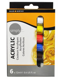 Komplet farb akrylowych Simply Acrylic / 6szt x 12ml | Artmie