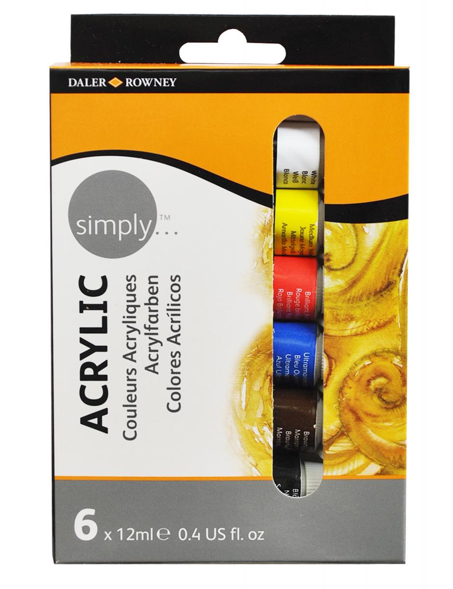 Komplet farb akrylowych Simply Acrylic / 6szt x 12ml | Artmie