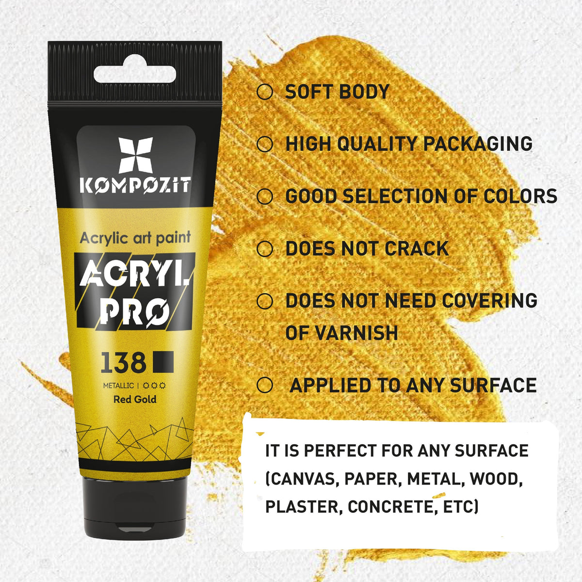 Metaliczna farba akrylowa ACRYL PRO ART Kompozit 75 ml