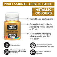 Zestaw metalicznych farb akrylowych ACRYL PRO