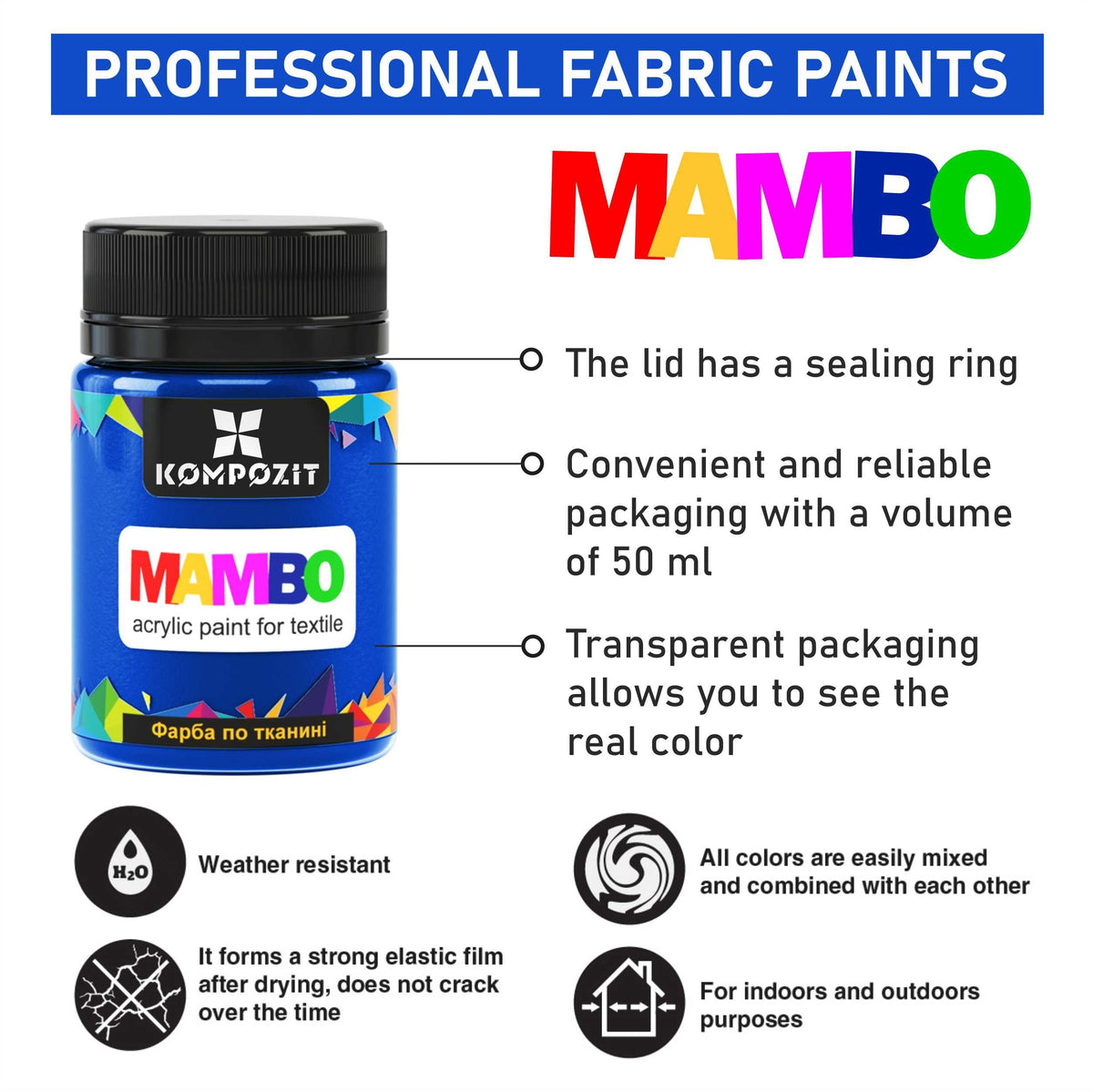 Farba akrylowa do tekstyliów i skóry MAMBO 50 ml