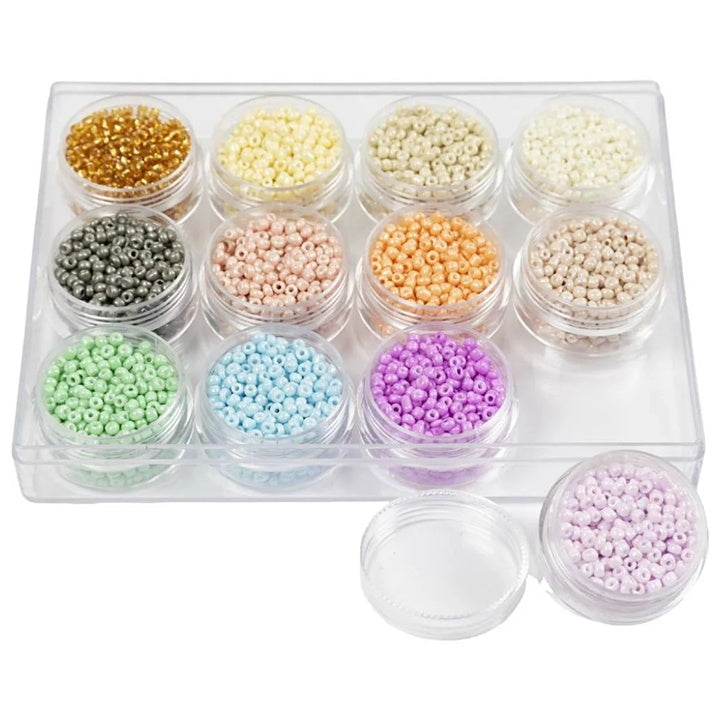 Koraliki Rocaille, pastelowe kolory, 3 mm, zestaw 12x17 g | Artmie