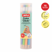 Kredki automatyczne APLI Color Click, 12 szt. z zapasowymi grafitami i temperówką