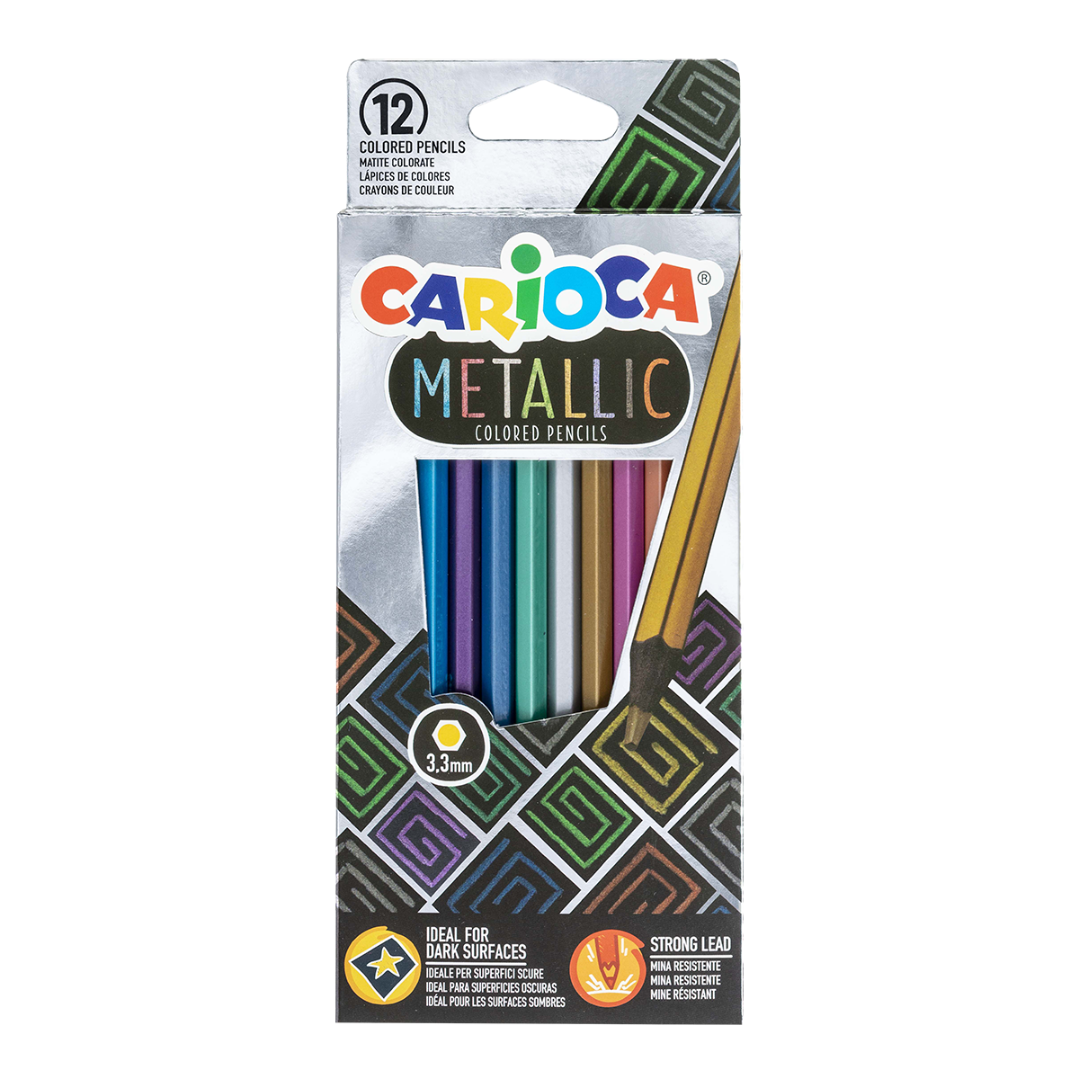 Kredki sześciokątne Carioca Metallic, 12 szt.