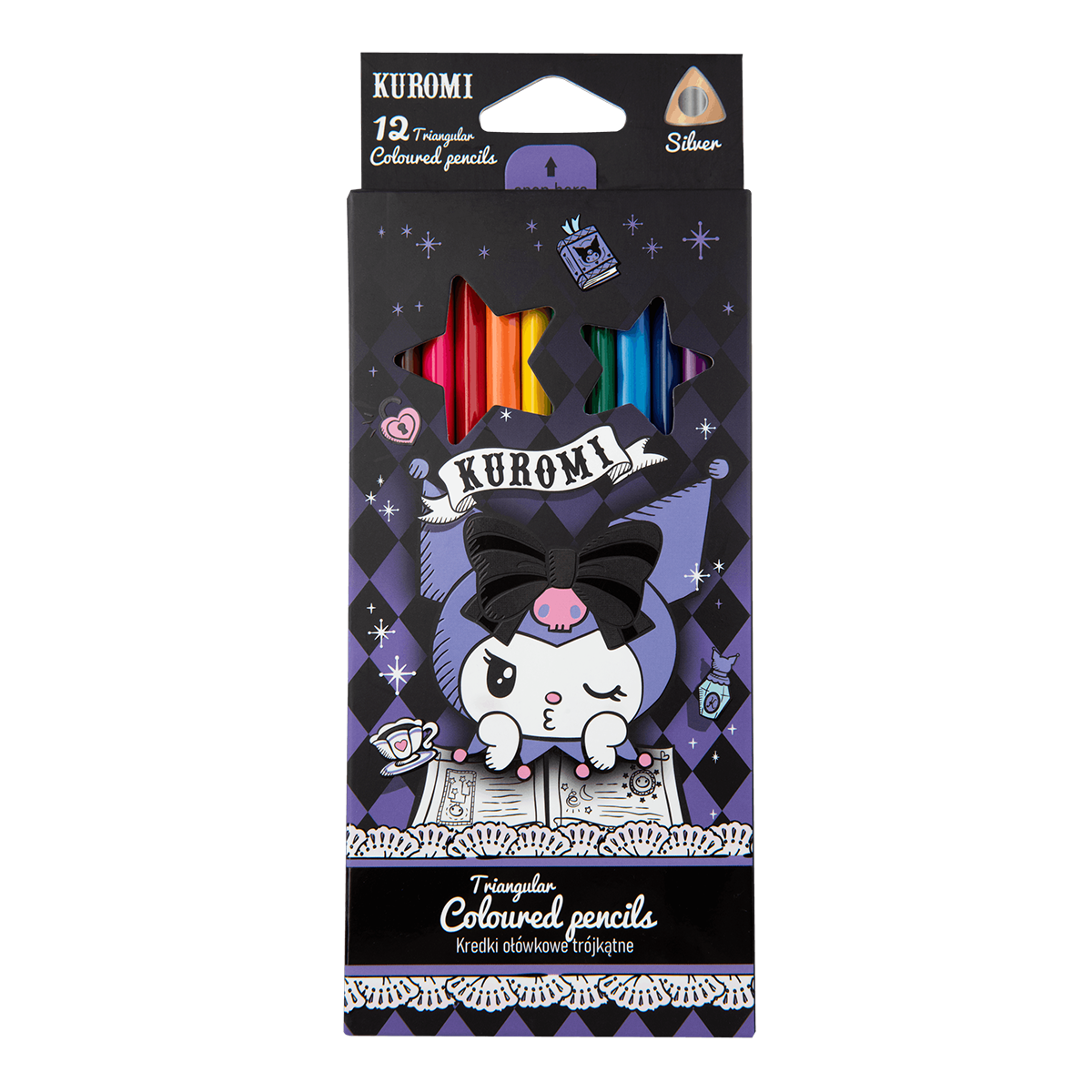 Kredki trójkątne Colorino Kuromi, 12 kolorów