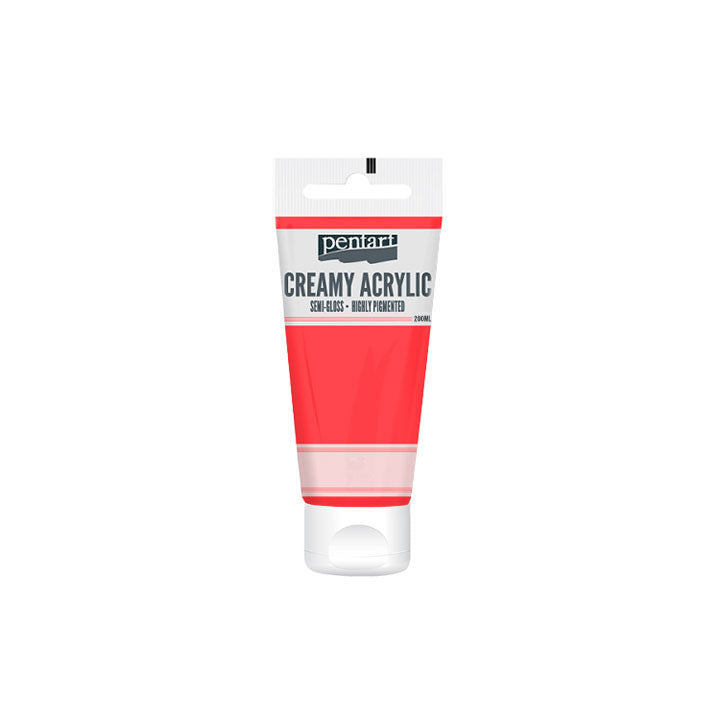 Kremowa farba akrylowa półpołyskowa Pentart 200 ml – 03 czerwona