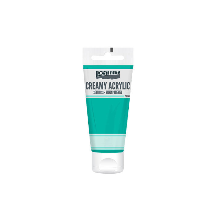 Kremowa farba akrylowa półpołyskowa Pentart 200 ml – 09 turkusowo-zielona